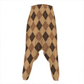 Brown Argyle Pattern Print Hammer Pants