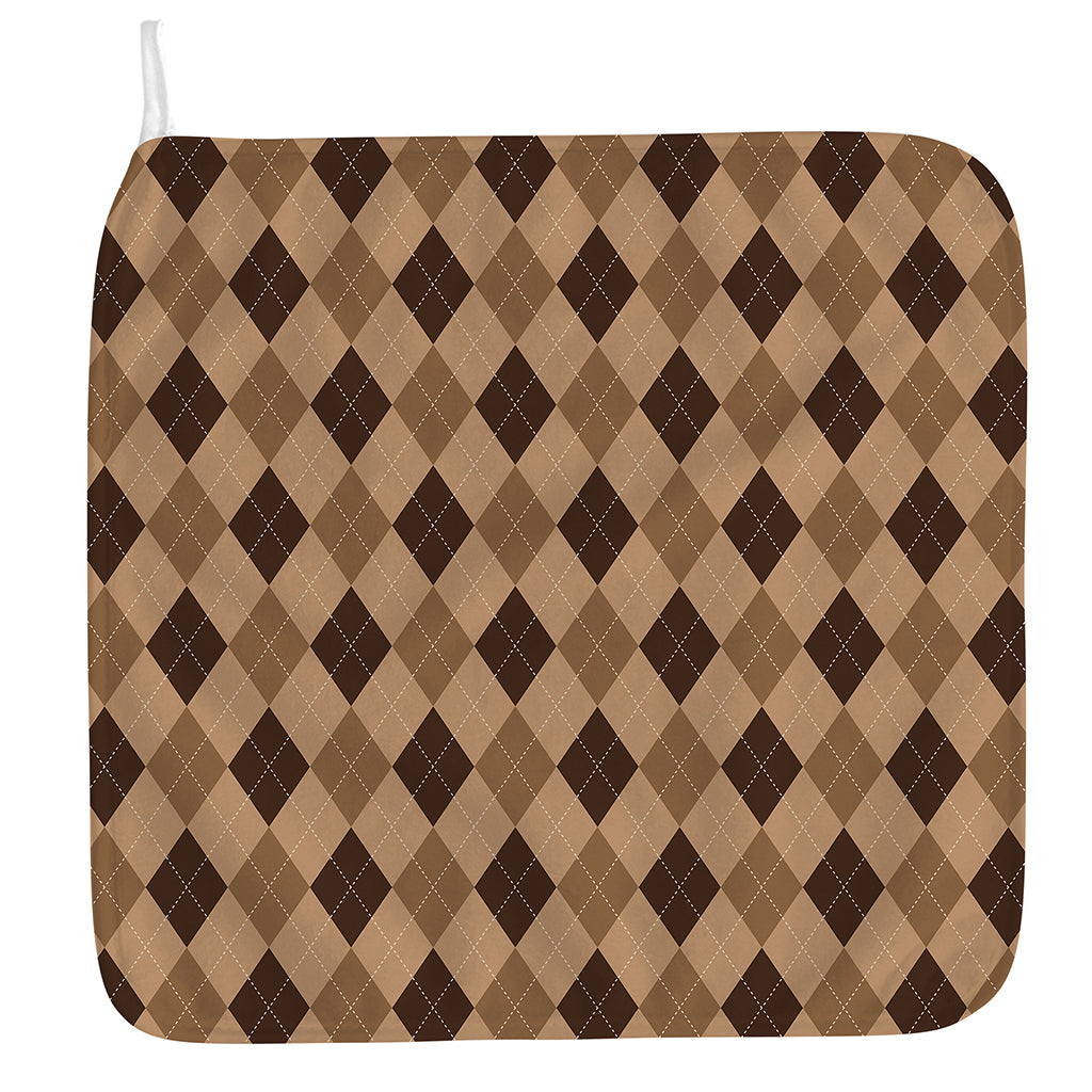 Brown Argyle Pattern Print Hand Towel