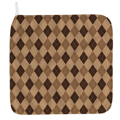 Brown Argyle Pattern Print Hand Towel