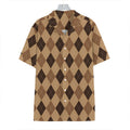 Brown Argyle Pattern Print Hawaiian Shirt