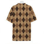 Brown Argyle Pattern Print Hawaiian Shirt