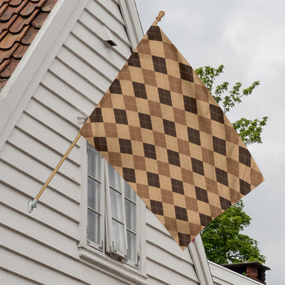 Brown Argyle Pattern Print House Flag