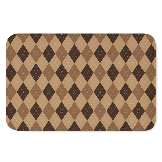Brown Argyle Pattern Print Indoor Door Mat