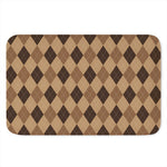 Brown Argyle Pattern Print Indoor Door Mat