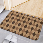 Brown Argyle Pattern Print Indoor Door Mat