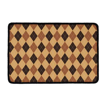 Brown Argyle Pattern Print Kitchen Mat