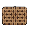 Brown Argyle Pattern Print Laptop Sleeve