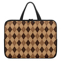 Brown Argyle Pattern Print Laptop Sleeve With Handle
