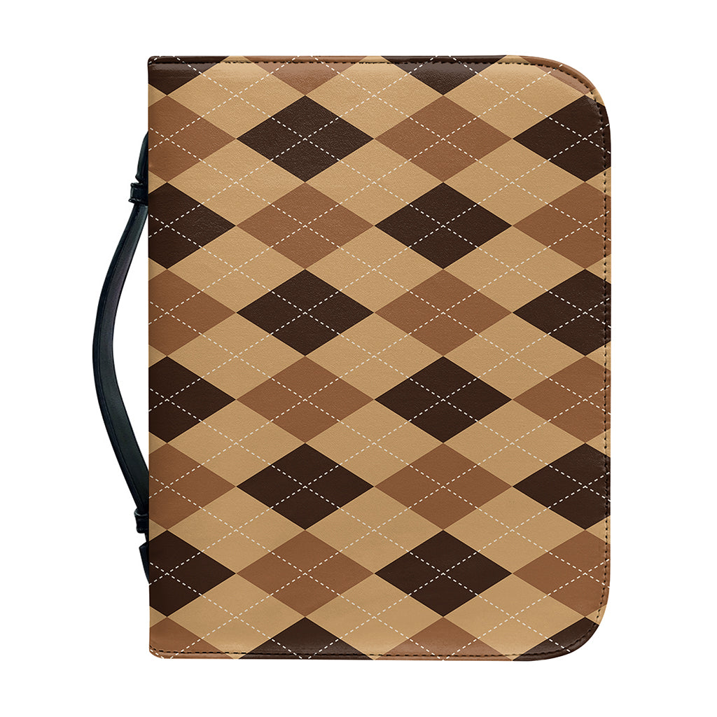 Brown Argyle Pattern Print Leather Bible Cover