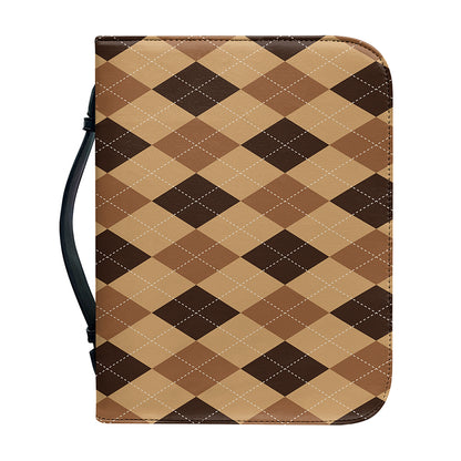 Brown Argyle Pattern Print Leather Bible Cover