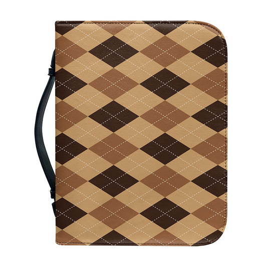 Brown Argyle Pattern Print Leather Bible Cover