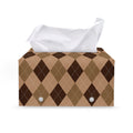 Brown Argyle Pattern Print Leather Tissue Box Cover
