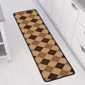 Brown Argyle Pattern Print Long Kitchen Mat