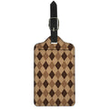 Brown Argyle Pattern Print Luggage Tag