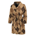 Brown Argyle Pattern Print Men's Bathrobe