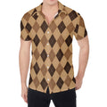 Brown Argyle Pattern Print Men's Shirt