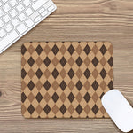 Brown Argyle Pattern Print Mouse Pad
