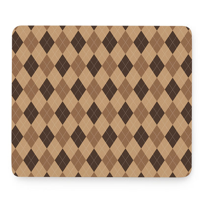 Brown Argyle Pattern Print Mouse Pad