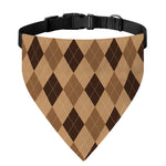 Brown Argyle Pattern Print Over The Collar Dog Bandana