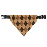 Brown Argyle Pattern Print Over The Collar Dog Bandana