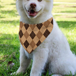 Brown Argyle Pattern Print Over The Collar Dog Bandana