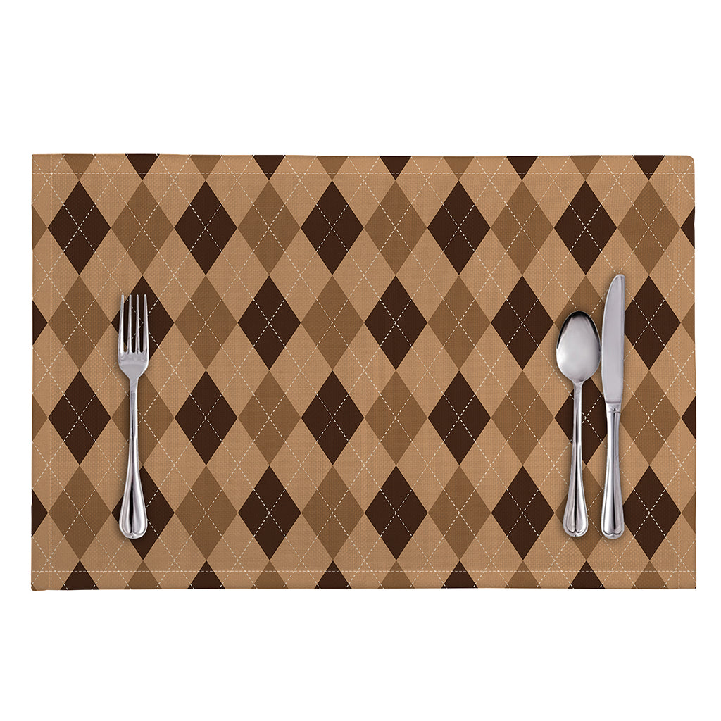 Brown Argyle Pattern Print Placemat