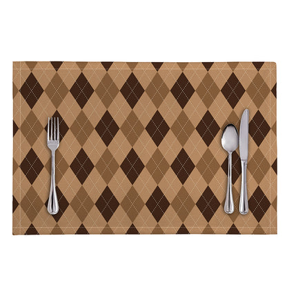 Brown Argyle Pattern Print Placemat
