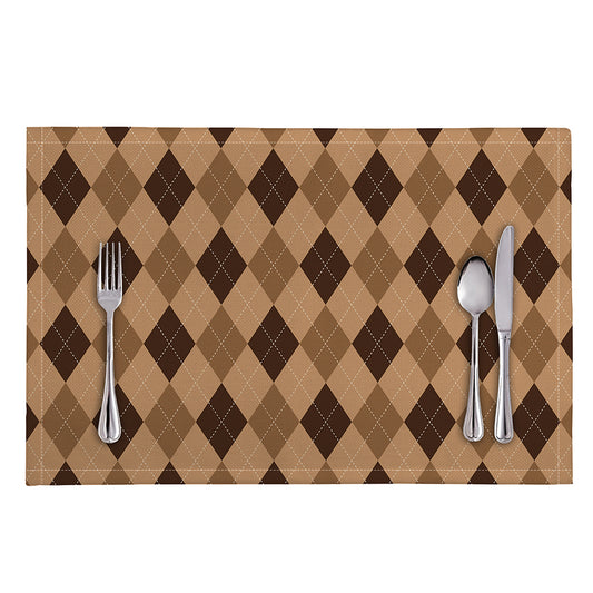 Brown Argyle Pattern Print Placemat