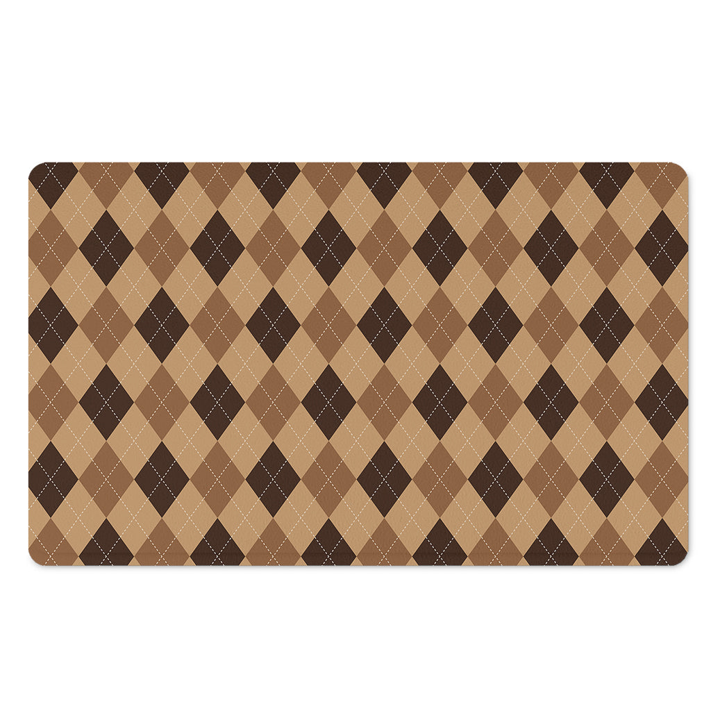 Brown Argyle Pattern Print Polyester Doormat
