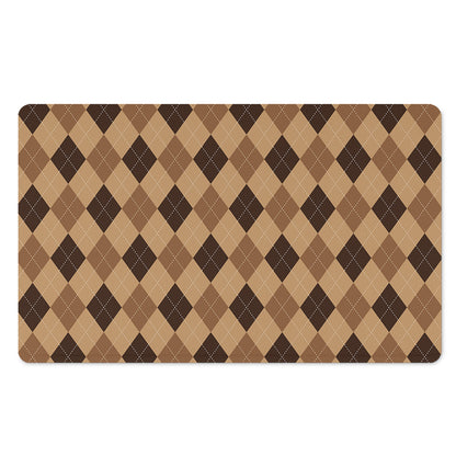 Brown Argyle Pattern Print Polyester Doormat