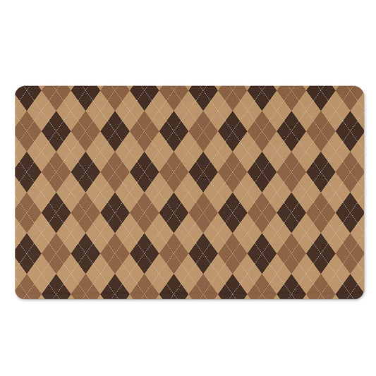 Brown Argyle Pattern Print Polyester Doormat
