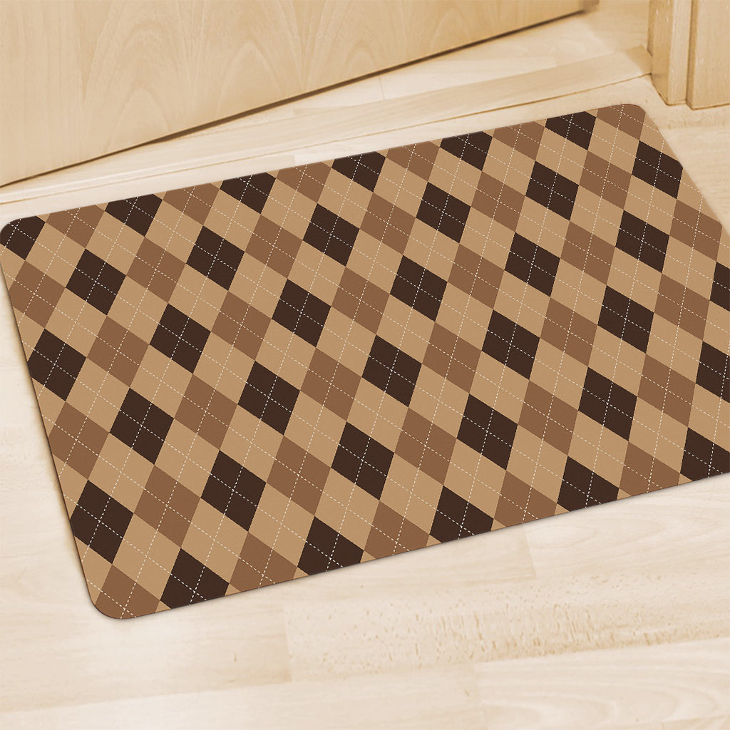 Brown Argyle Pattern Print Polyester Doormat