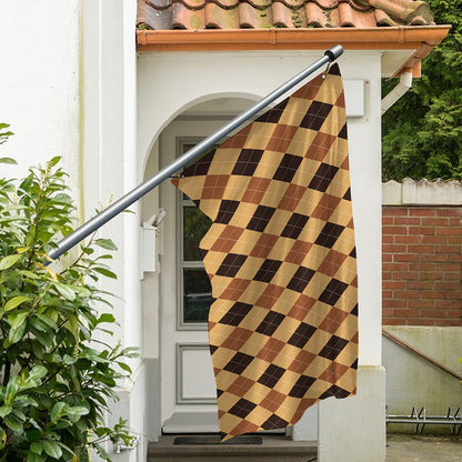 Brown Argyle Pattern Print Polyester Flag