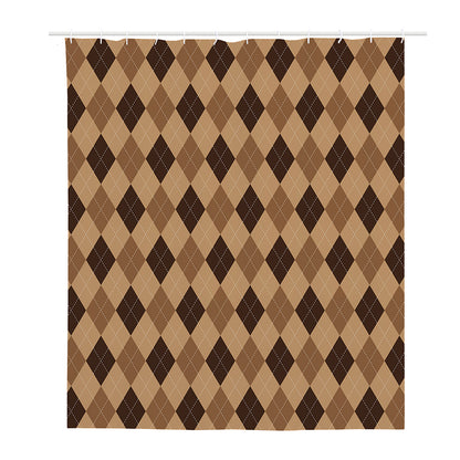 Brown Argyle Pattern Print Polyester Shower Curtain