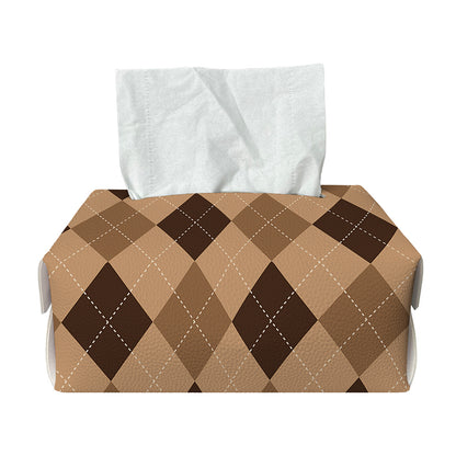 Brown Argyle Pattern Print Rectangle Tissue Box Cover