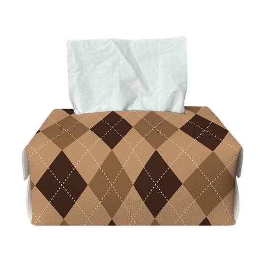 Brown Argyle Pattern Print Rectangle Tissue Box Cover