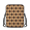 Brown Argyle Pattern Print Rectangular Crossbody Bag