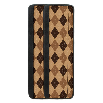 Brown Argyle Pattern Print Refrigerator Handle Covers