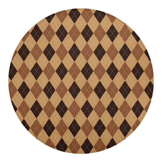 Brown Argyle Pattern Print Round Blanket
