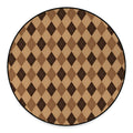 Brown Argyle Pattern Print Round Floor Mat