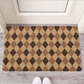 Brown Argyle Pattern Print Rubber Doormat