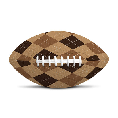 Brown Argyle Pattern Print Rugby Ball