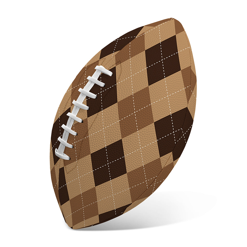 Brown Argyle Pattern Print Rugby Ball