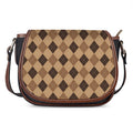 Brown Argyle Pattern Print Saddle Bag
