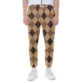 Brown Argyle Pattern Print Joggers