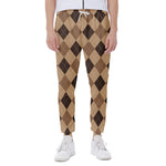 Brown Argyle Pattern Print Scuba Joggers