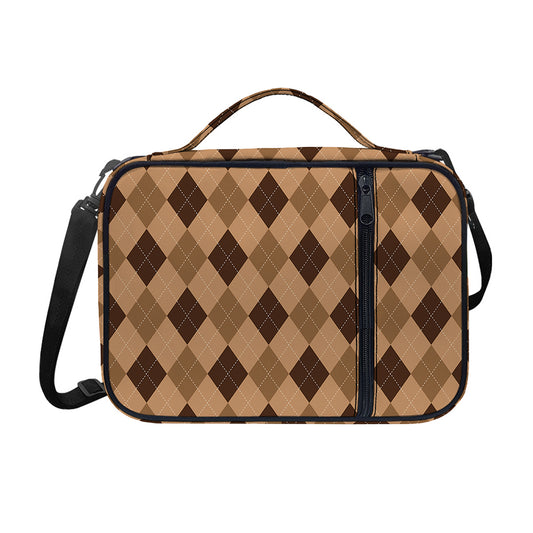 Brown Argyle Pattern Print Shoulder Strap Bible Bag