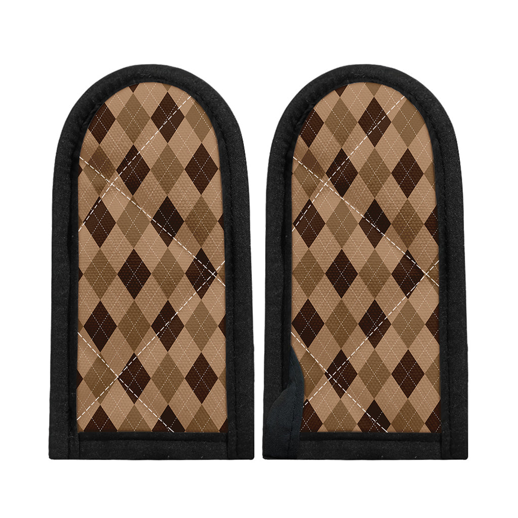 Brown Argyle Pattern Print Skillet Handle Cover