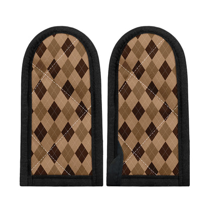 Brown Argyle Pattern Print Skillet Handle Cover