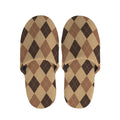 Brown Argyle Pattern Print Slippers